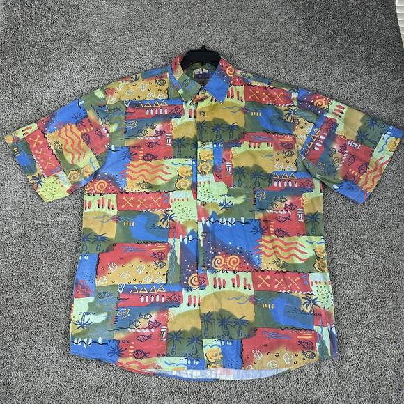 VTG The Territory Ahead Shirt Mens 2XL Abstract Hawaiian Polynesian Tribal 90s - Picture 2 of 14